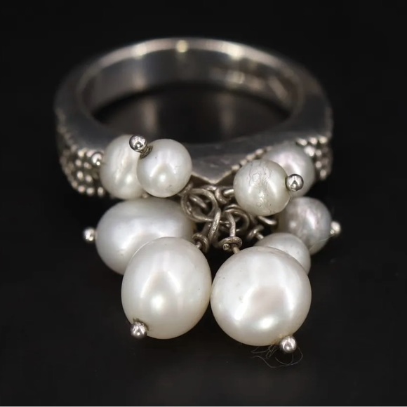 Judith Jack Sterling articulated Pearl cha cha Ring Size -6 - Picture 2 of 5